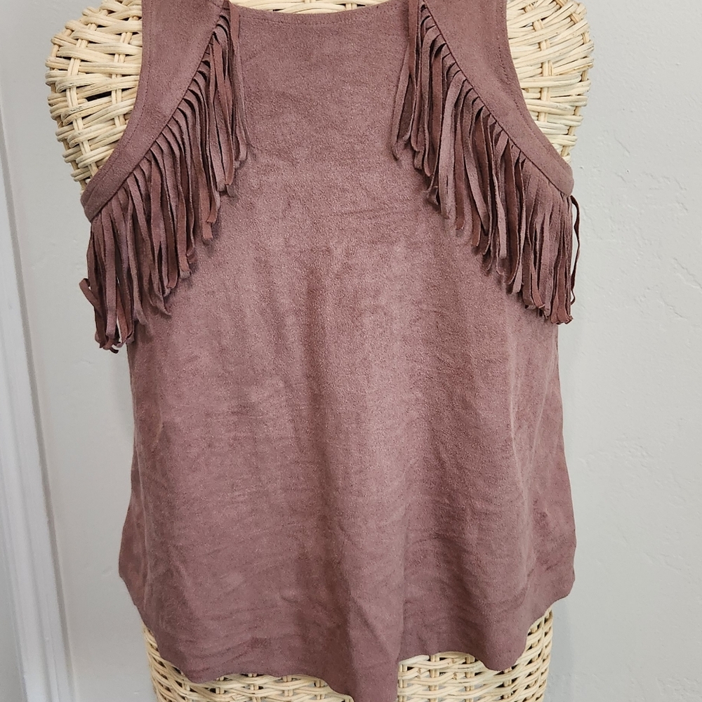 Hollister tank top with fringe detail. Brown size medium